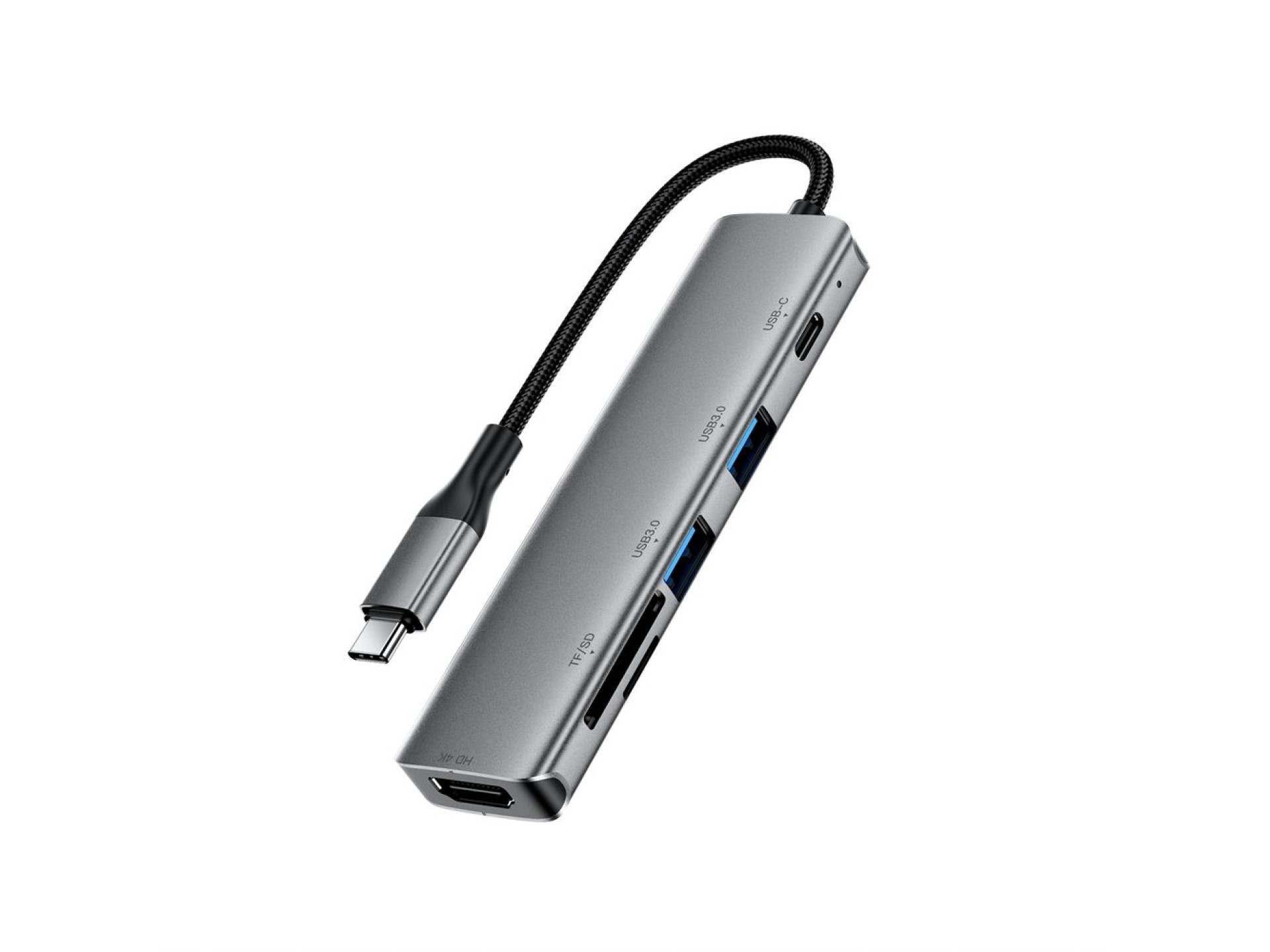 Acefast J18 USB Hub USB-C 6 en 1 HDMI 4K 60Hz PD90W Estación de acoplamiento - Gris