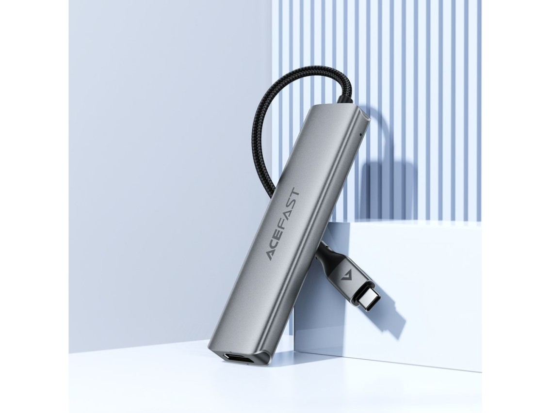 Acefast J16 USB Hub USB-C 5 en 1 HDMI 4K 60Hz PD90W Estación de acoplamiento - Gris