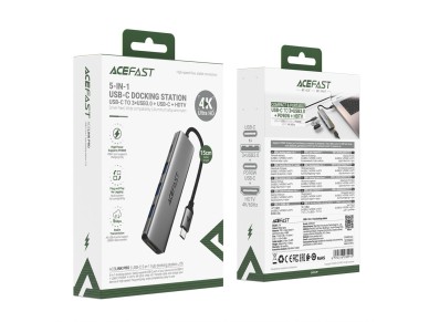 Acefast J16 USB Hub USB-C 5 en 1 HDMI 4K 60Hz PD90W Estaci�n de acoplamiento - Gris