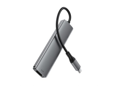 Acefast J16 USB Hub USB-C 5 en 1 HDMI 4K 60Hz PD90W Estaci�n de acoplamiento - Gris