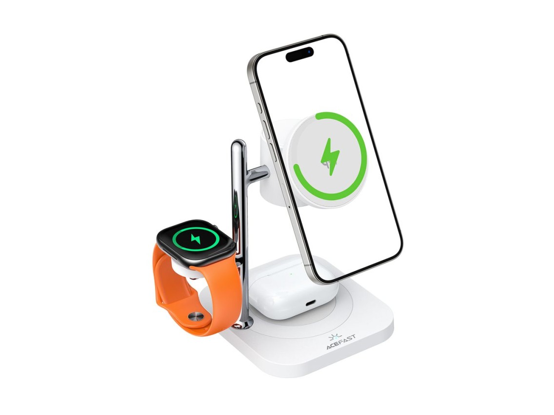 Acefast E39 Qi2.2 25W 4-in-1 Wireless Desk Charger for Phone, Watch, and Headphones with Night Light