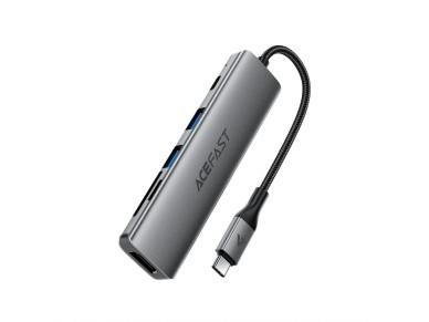 Acefast J18 USB Hub USB-C 6 en 1 HDMI 4K 60Hz PD90W Estaci�n de acoplamiento - Gris