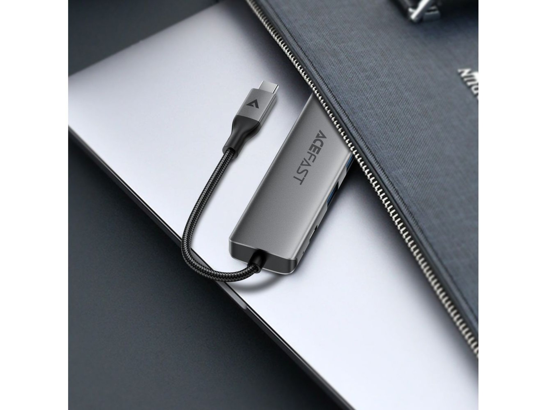 Acefast J18 USB Hub USB-C 6 en 1 HDMI 4K 60Hz PD90W Estación de acoplamiento - Gris