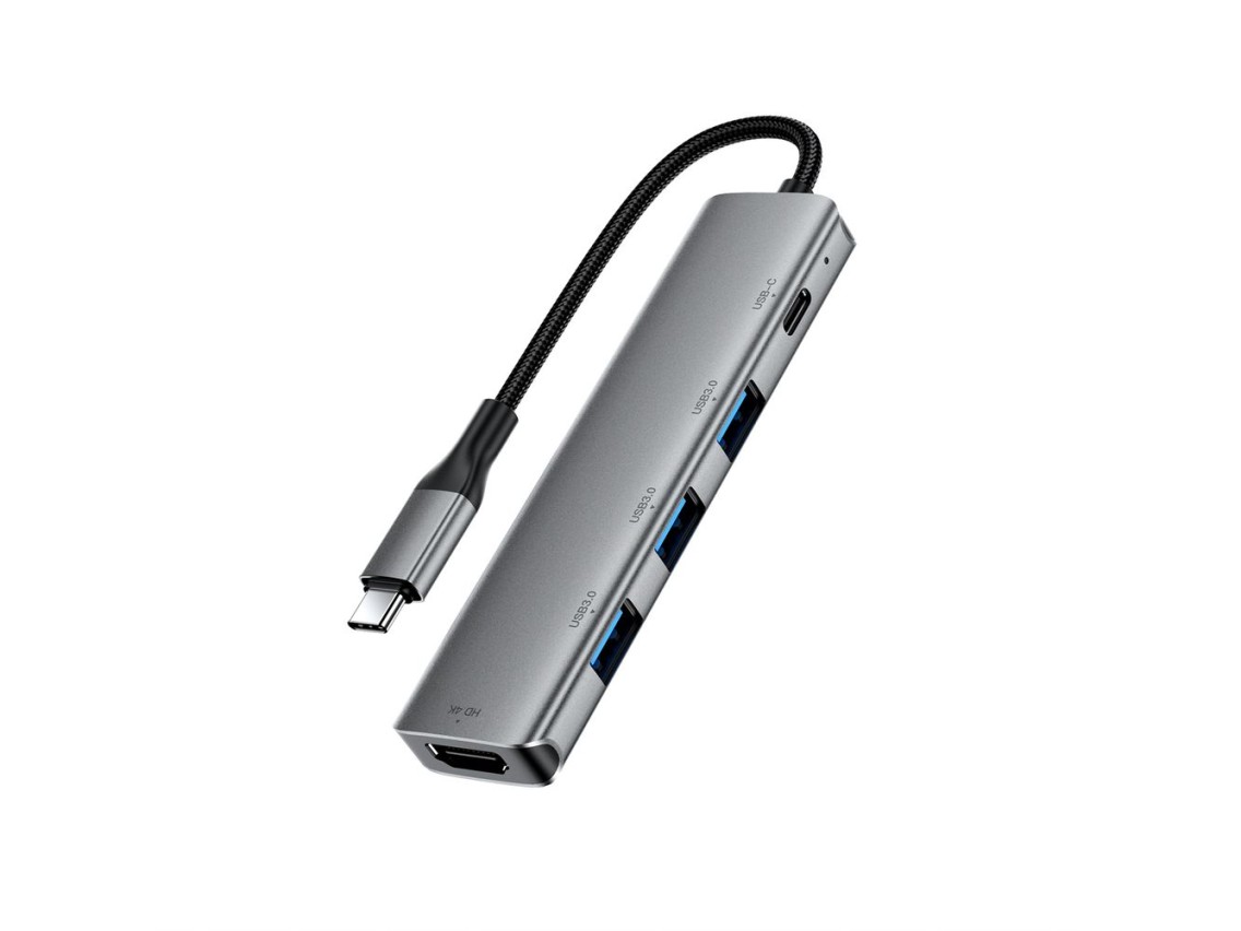 Acefast J16 USB Hub USB-C 5 en 1 HDMI 4K 60Hz PD90W Estación de acoplamiento - Gris