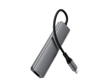 Acefast J18 USB Hub USB-C 6 en 1 HDMI 4K 60Hz PD90W Estaci�n de acoplamiento - Gris