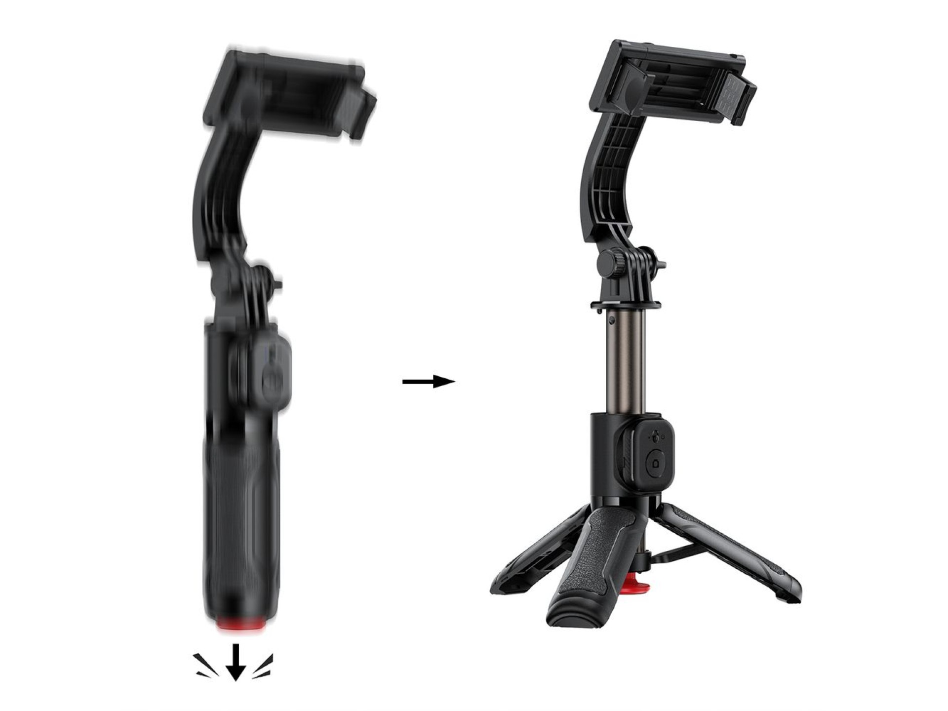 Bastão de selfie Acefast E42 com tripé automático e controle remoto Bluetooth de 63 cm - Preto