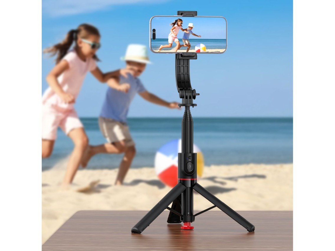 Bast�o de selfie Acefast E42 com trip� autom�tico e controle remoto Bluetooth de 1,05 m - Preto