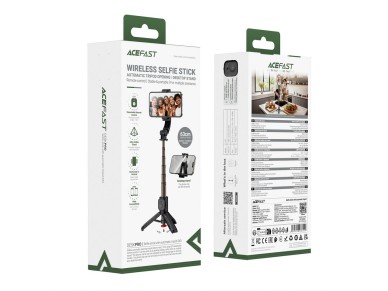 Acefast E42 Selfie Stick with Automatic Tripod and Bluetooth Remote Control 63 cm - Black Acefast E42 Selfie Stick with Automatic Tripod and Bluetooth Remote Control 63 cm - Black