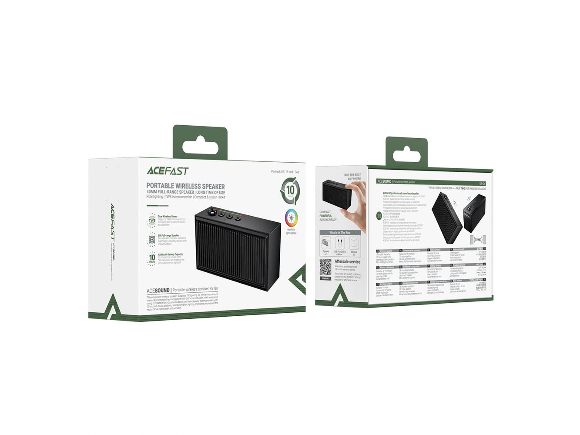 Altavoz Bluetooth Acefast K9 Go con estéreo y ENC - Negro