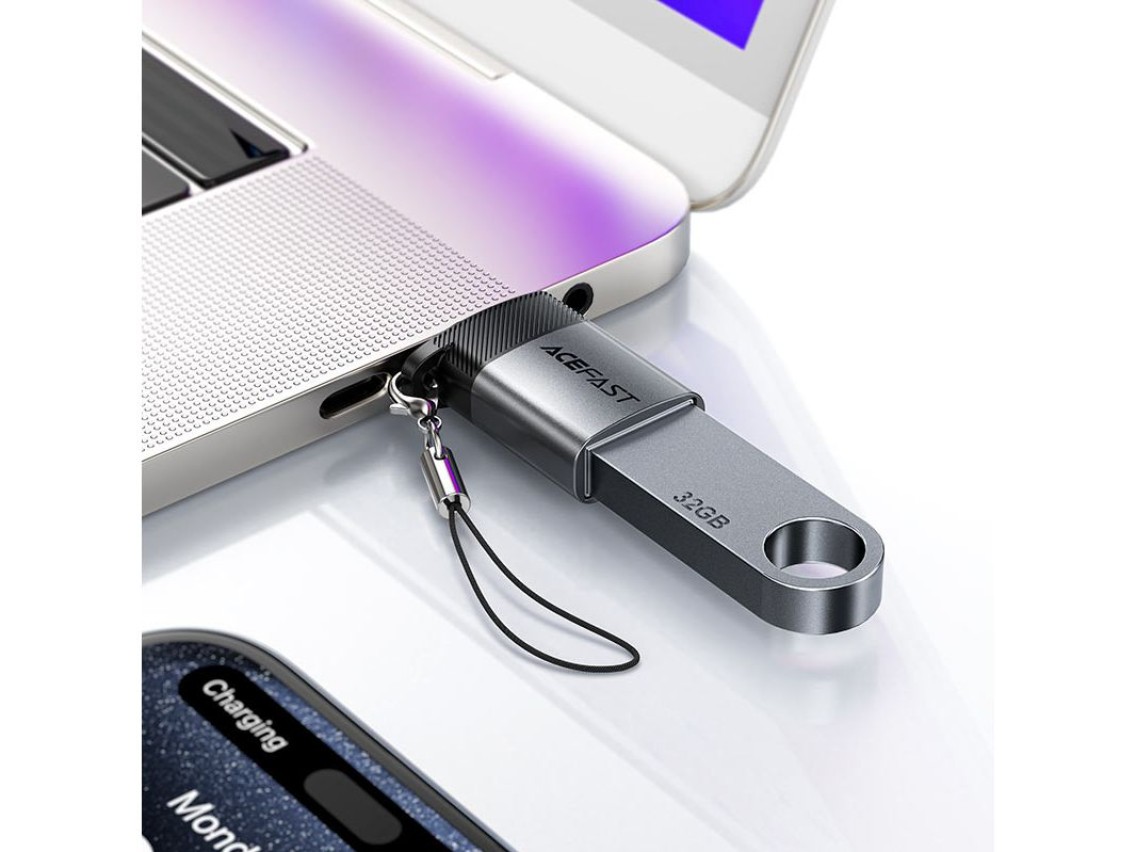 Adaptador Acefast J7 USB-A para USB-C - Cinza