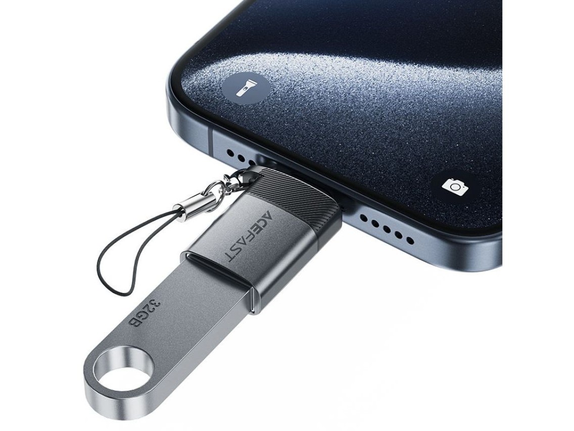 Adaptador Acefast J7 USB-A para USB-C - Cinza