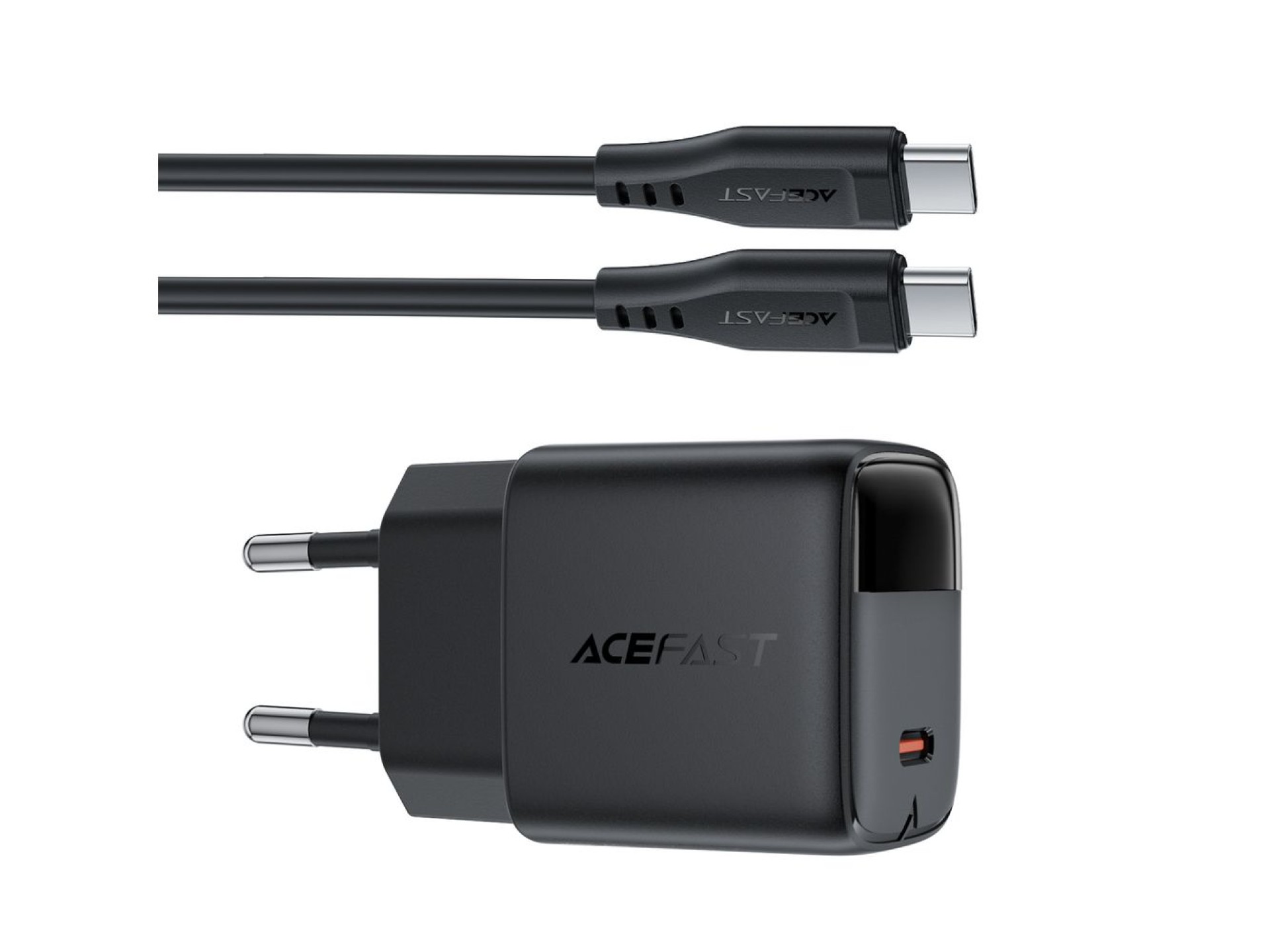 Carregador de parede Acefast A113 GaN PD 20W USB-C com visor e cabo USB-C - Preto