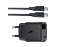 Carregador de parede Acefast A113 GaN PD 20W USB-C com visor e cabo USB-C - Preto Carregador de parede Acefast A113 GaN PD 20W USB-C com visor e cabo USB-C - Preto