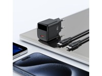 Carregador de parede Acefast A113 GaN PD 20W USB-C com visor e cabo USB-C - Preto Carregador de parede Acefast A113 GaN PD 20W USB-C com visor e cabo USB-C - Preto