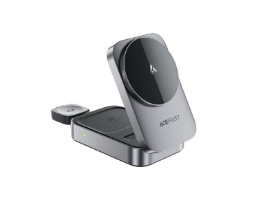 Acefast E22 3-in-1 Wireless Inductive Charging Station, MagSafe Compatible - Gray Acefast E22 3-in-1 Wireless Inductive Charging Station, MagSafe Compatible - Gray