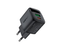 Cargador de pared Acefast A116 GaN PD de 35 W con USB-A y USB-C con pantalla - Negro Cargador de pared Acefast A116 GaN PD de 35 W con USB-A y USB-C con pantalla - Negro
