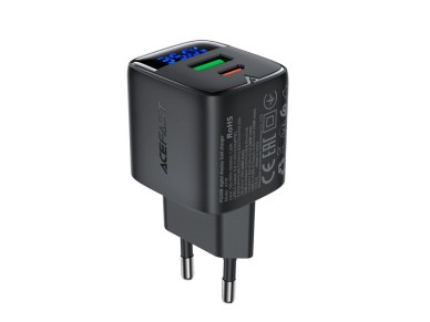 Acefast A116 GaN PD 35W USB-A USB-C Wall Charger with Display - Black Acefast A116 GaN PD 35W USB-A USB-C Wall Charger with Display - Black