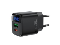 Cargador de pared Acefast A116 GaN PD de 35 W con USB-A y USB-C con pantalla - Negro Cargador de pared Acefast A116 GaN PD de 35 W con USB-A y USB-C con pantalla - Negro