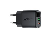 Cargador de pared Acefast A116 GaN PD de 35 W con USB-A y USB-C con pantalla - Negro Cargador de pared Acefast A116 GaN PD de 35 W con USB-A y USB-C con pantalla - Negro