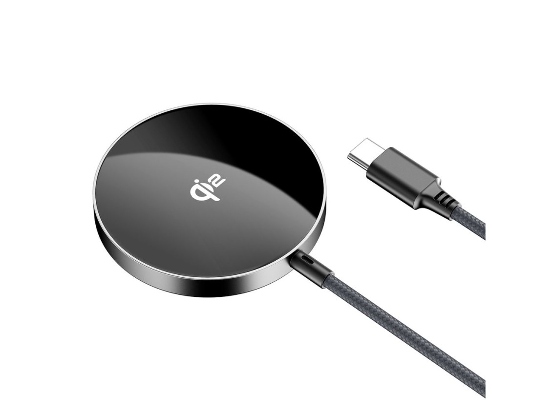 Cargador magnético inductivo Acefast E24 Qi2 de 15 W con cable USB-C de 1,2 m - Negro