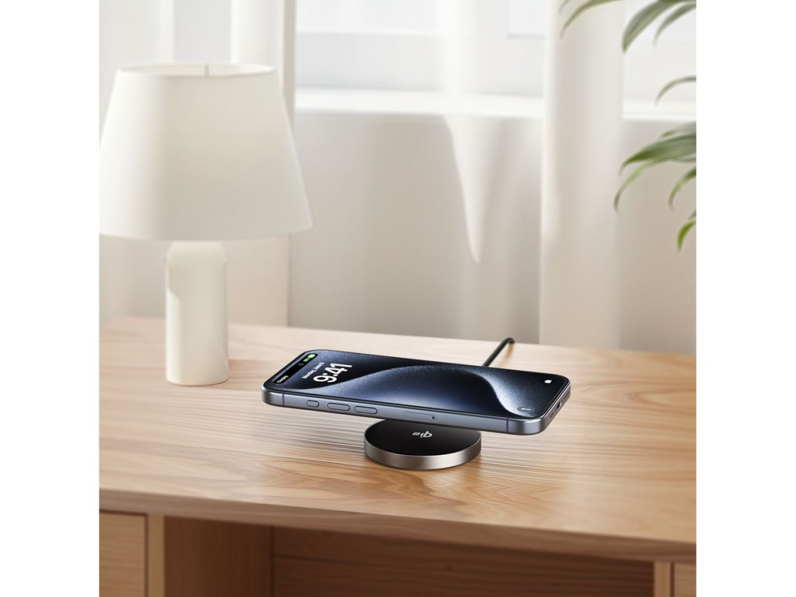 Cargador magnético inductivo Acefast E24 Qi2 de 15 W con cable USB-C de 1,2 m - Negro