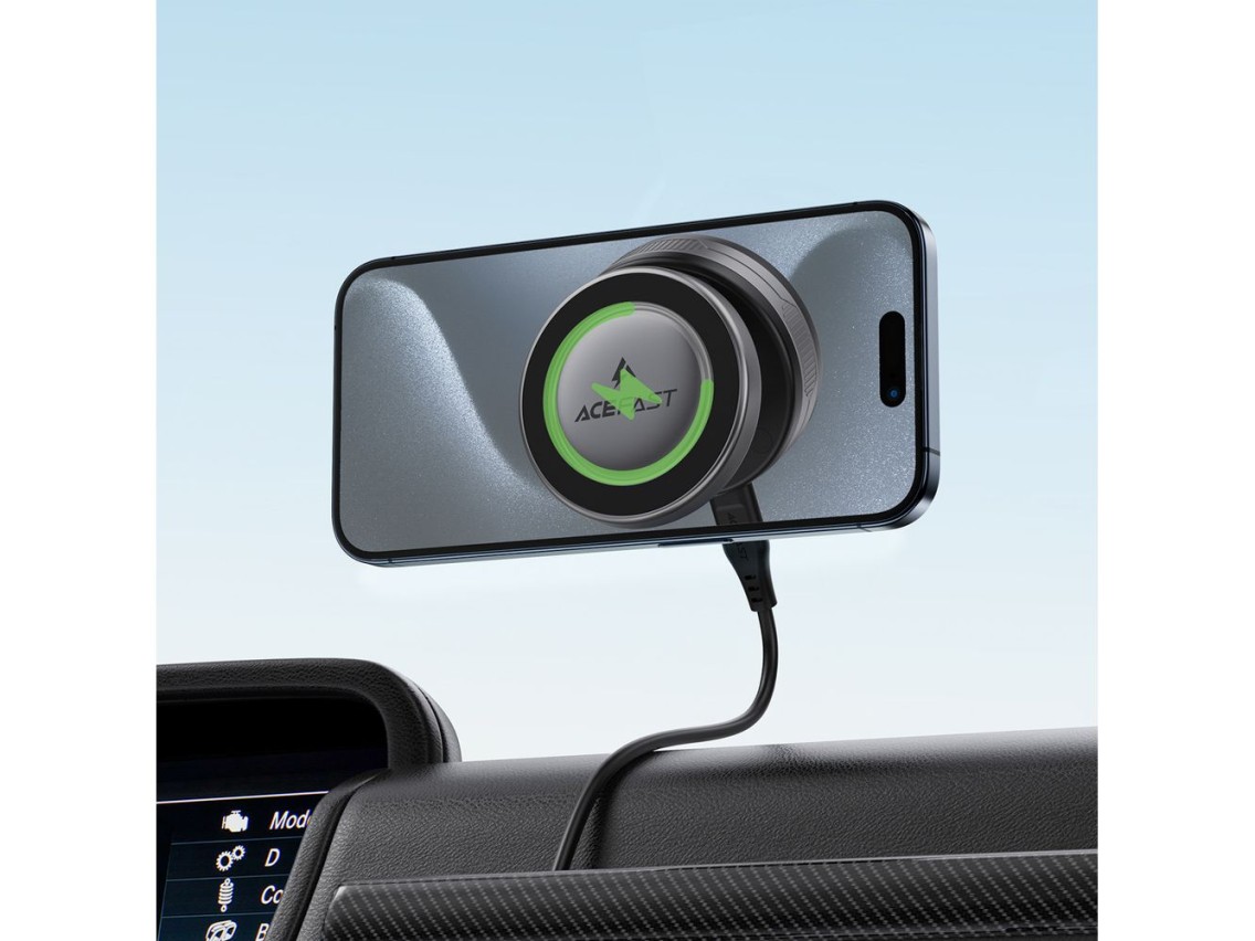 Acefast E29 Magnetic Holder with Wireless Charger with Suction Cup for Dashboard/Windshield - Black