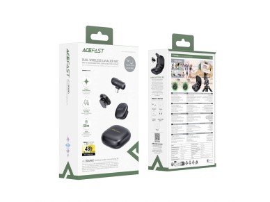 Acefast R1 Microfones de Lapela Sem Fio (2 unidades) - Preto