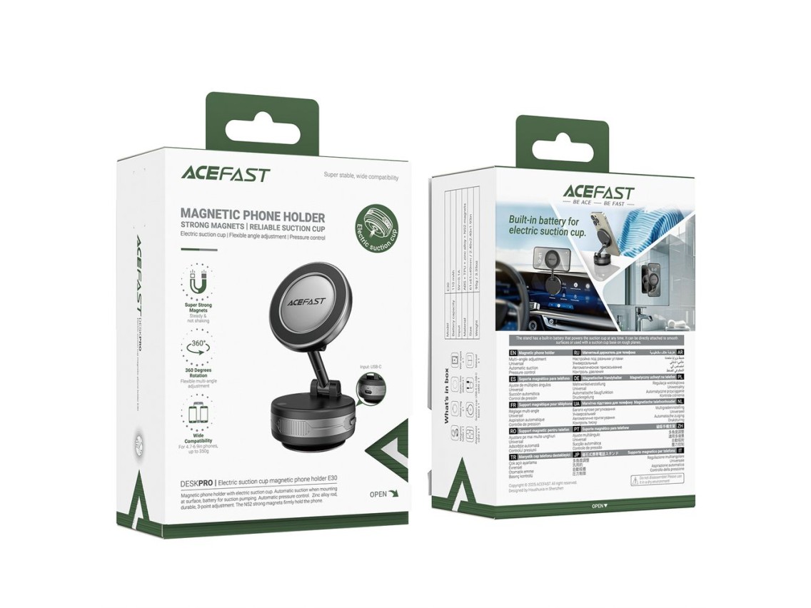 Soporte magnético con ventosa para salpicadero/parabrisas Acefast E30 - Negro
