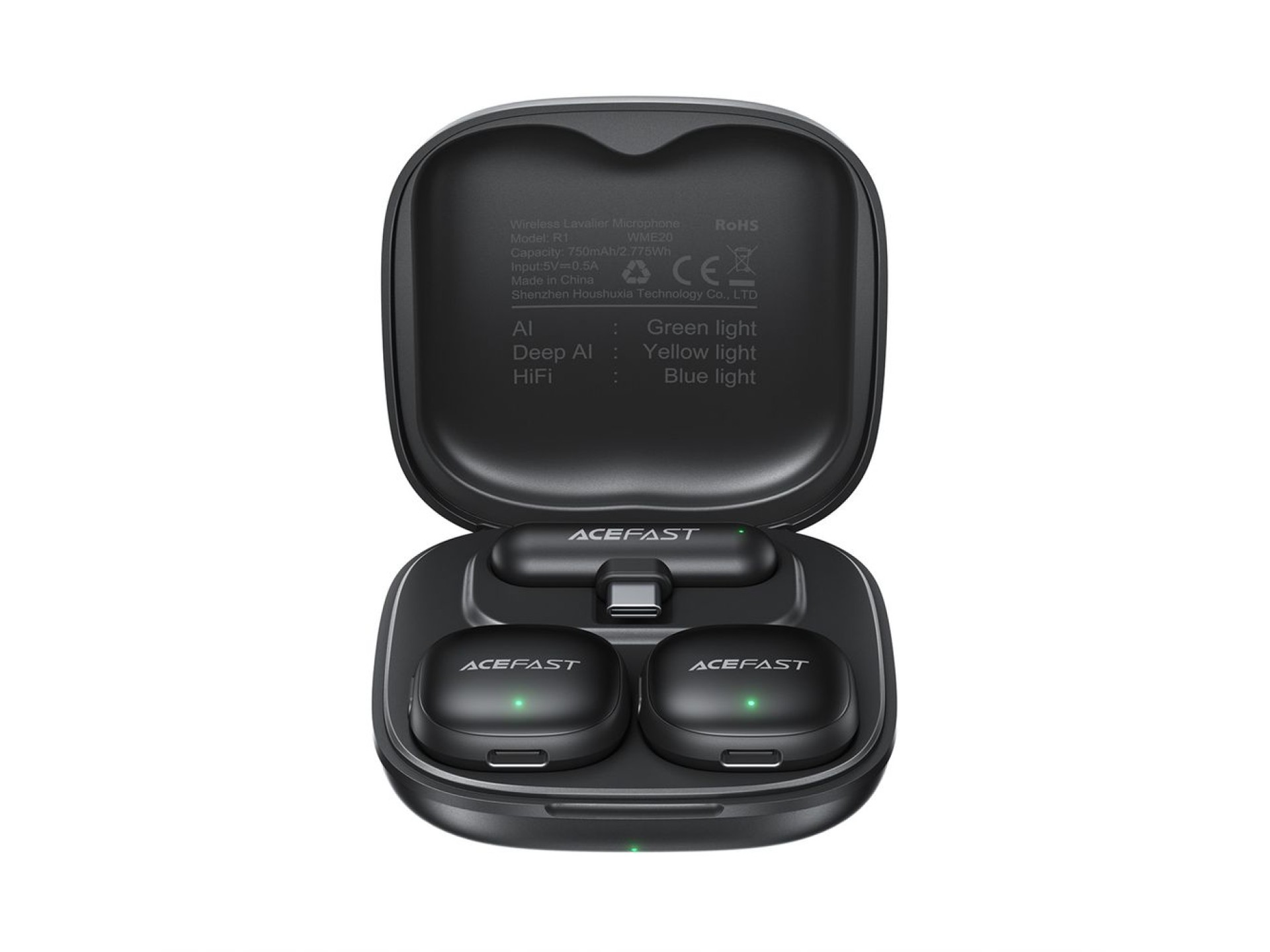 Acefast R1 Wireless Lavalier Microphones 2 pcs - Black