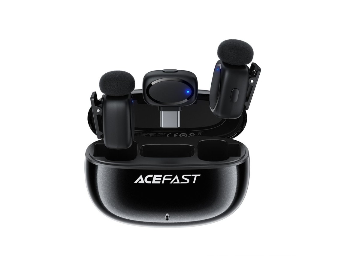 Microfones de lapela sem fio Acefast R2 - Preto