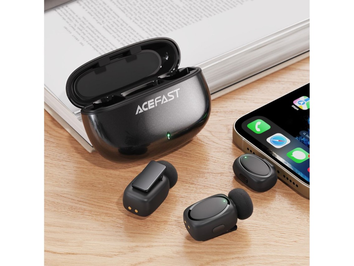 Microfones de lapela sem fio Acefast R2 - Preto