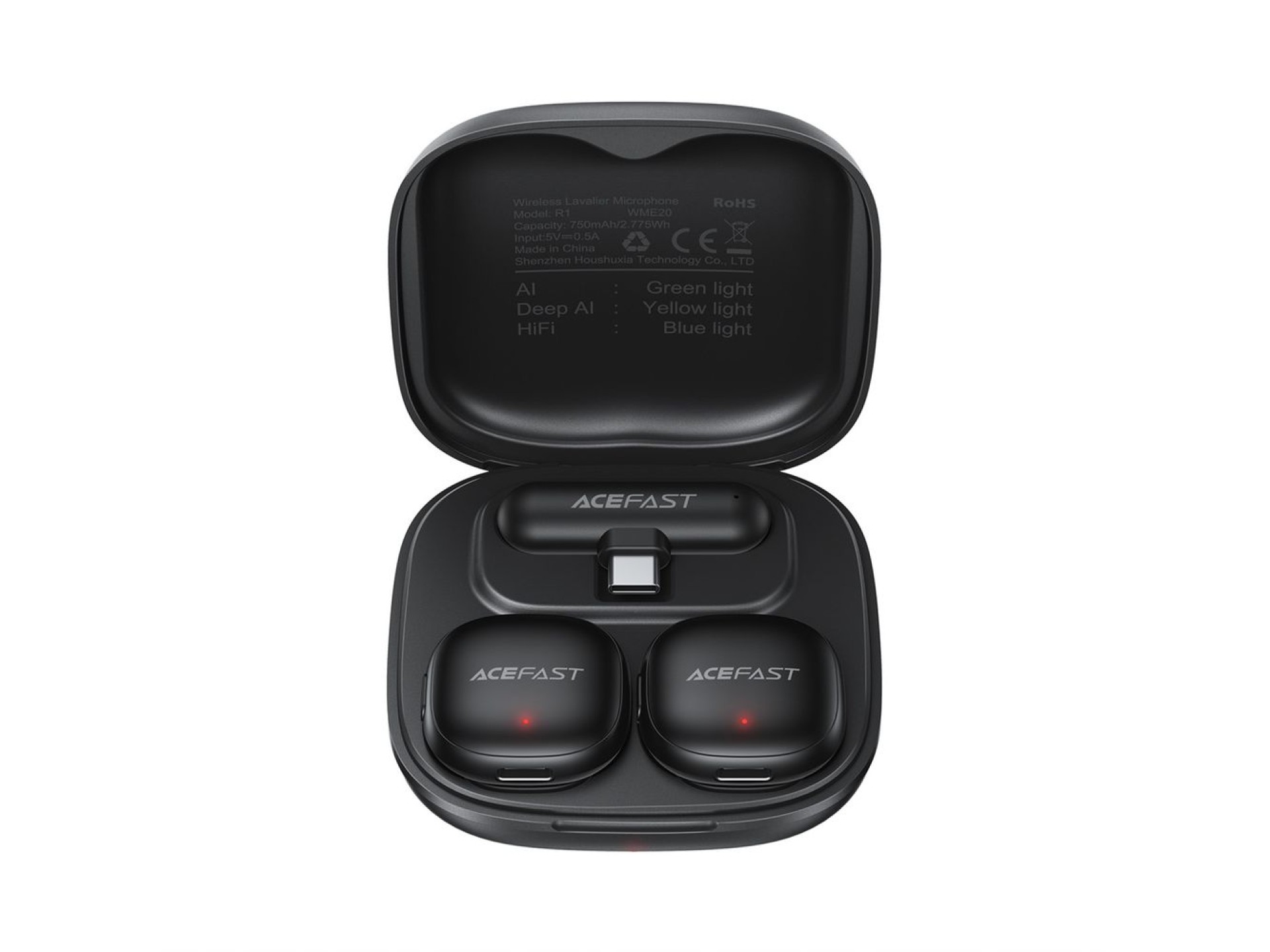 Acefast R1 Wireless Lavalier Microphones 2 pcs - Black