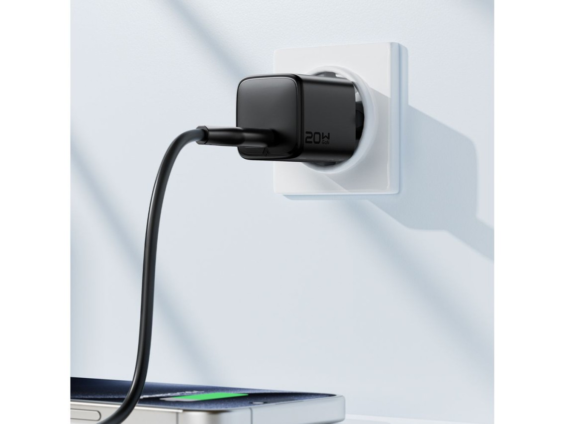 Carregador de parede USB-C Acefast A117 GaN PD 20W - Preto