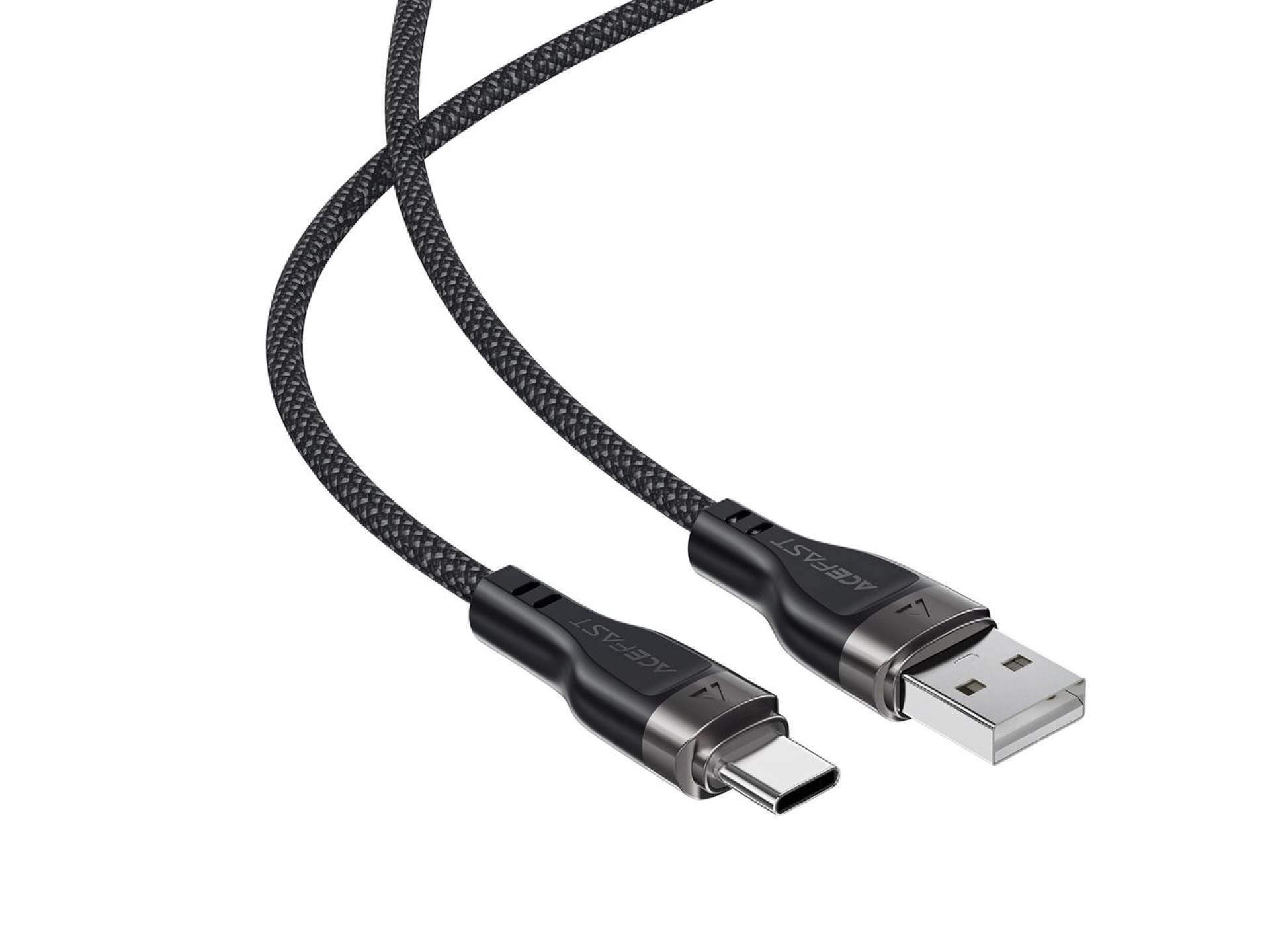 Cable Acefast C11-04 USB-A - USB-C 3A de 1,2 m con trenzado magnético - Negro