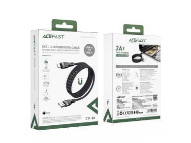 Acefast C11-04 USB-A - USB-C 3A Cable 1.2m Magnetic Braid - Black Acefast C11-04 USB-A - USB-C 3A Cable 1.2m Magnetic Braid - Black