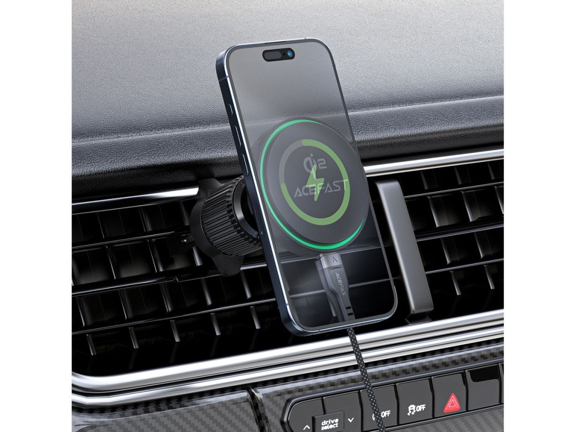 Suporte veicular Acefast D33 com carregador magnético Qi2 de 15 W para saída de ar - Preto