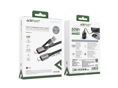 Acefast C13-05 USB-C - USB-A / USB-C Cable 480Mb/s 3A 0.2m - Black Acefast C13-05 USB-C - USB-A / USB-C Cable 480Mb/s 3A 0.2m - Black