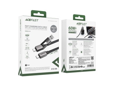 Cable USB-C Acefast C13-04 - USB-A / USB-C 480Mb/s 3A 1.2m - Negro Cable USB-C Acefast C13-04 - USB-A / USB-C 480Mb/s 3A 1.2m - Negro