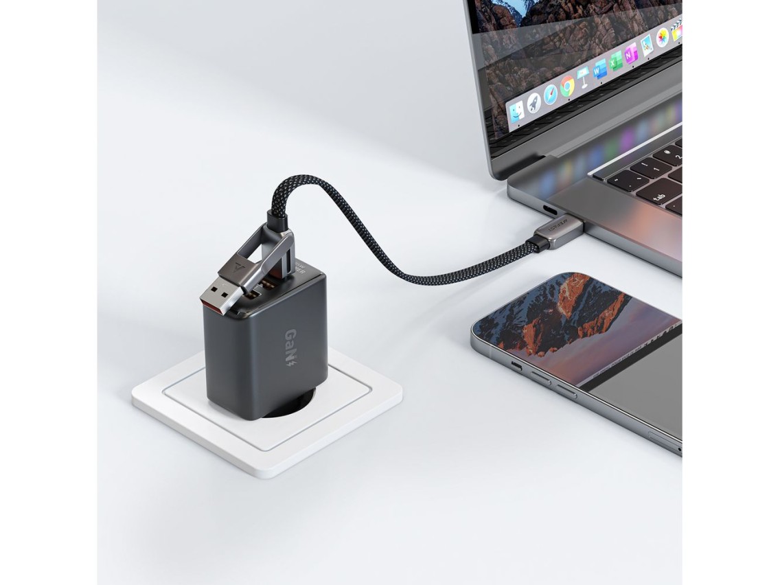 Cable USB-C Acefast C13-05 - USB-A / USB-C 480Mb/s 3A 0.2m - Negro
