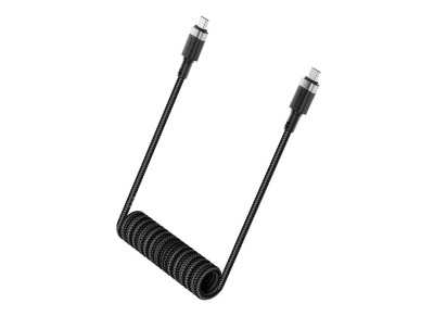 Acefast C14-03 USB-C - USB-C Spring Cable 480Mb/s 3A 1.2m - Black Acefast C14-03 USB-C - USB-C Spring Cable 480Mb/s 3A 1.2m - Black