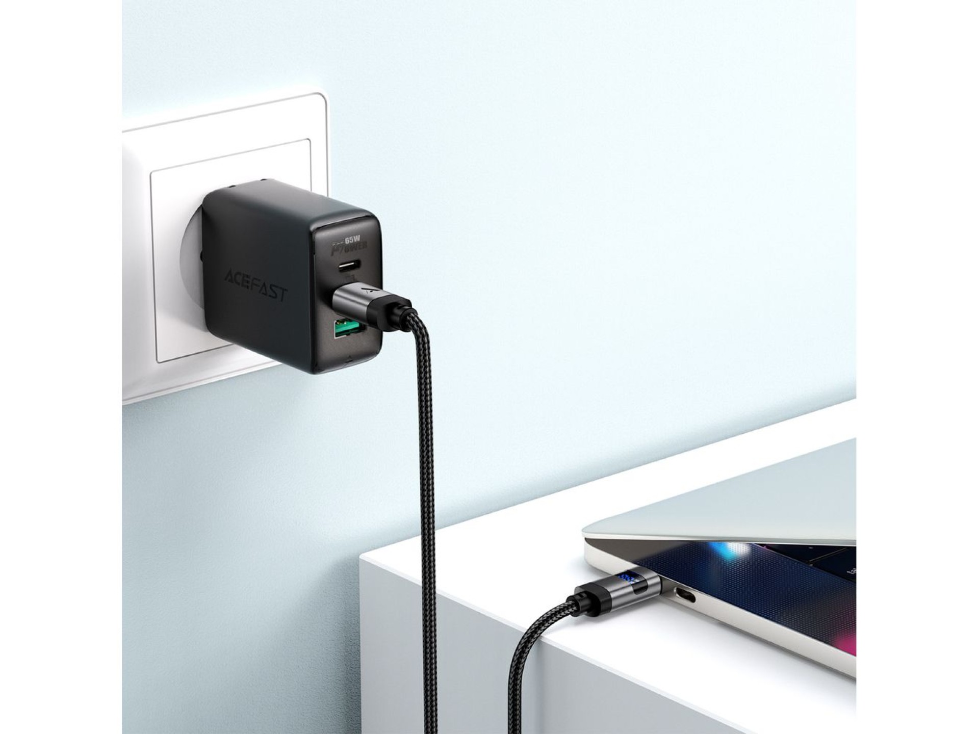 Acefast C15-03 USB-C - Cabo USB-C com DisplayPort 480Mb/s 60W 1,2m - Preto