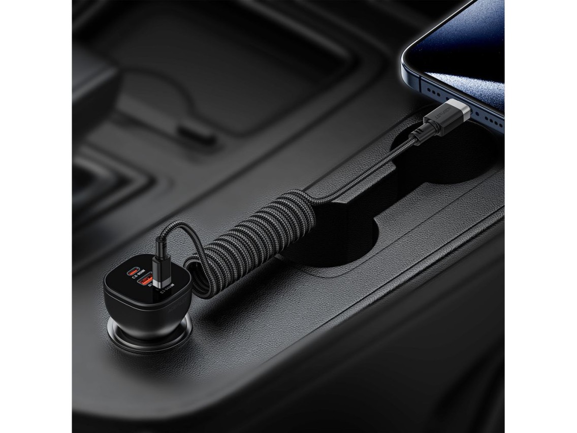 Acefast C14-03 USB-C - USB-C Spring Cable 480Mb/s 3A 1.2m - Black