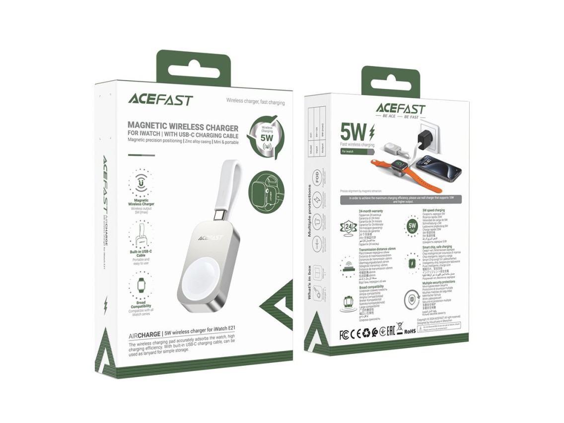 Acefast E21 5W Wireless Charger for Apple Watch - Silver