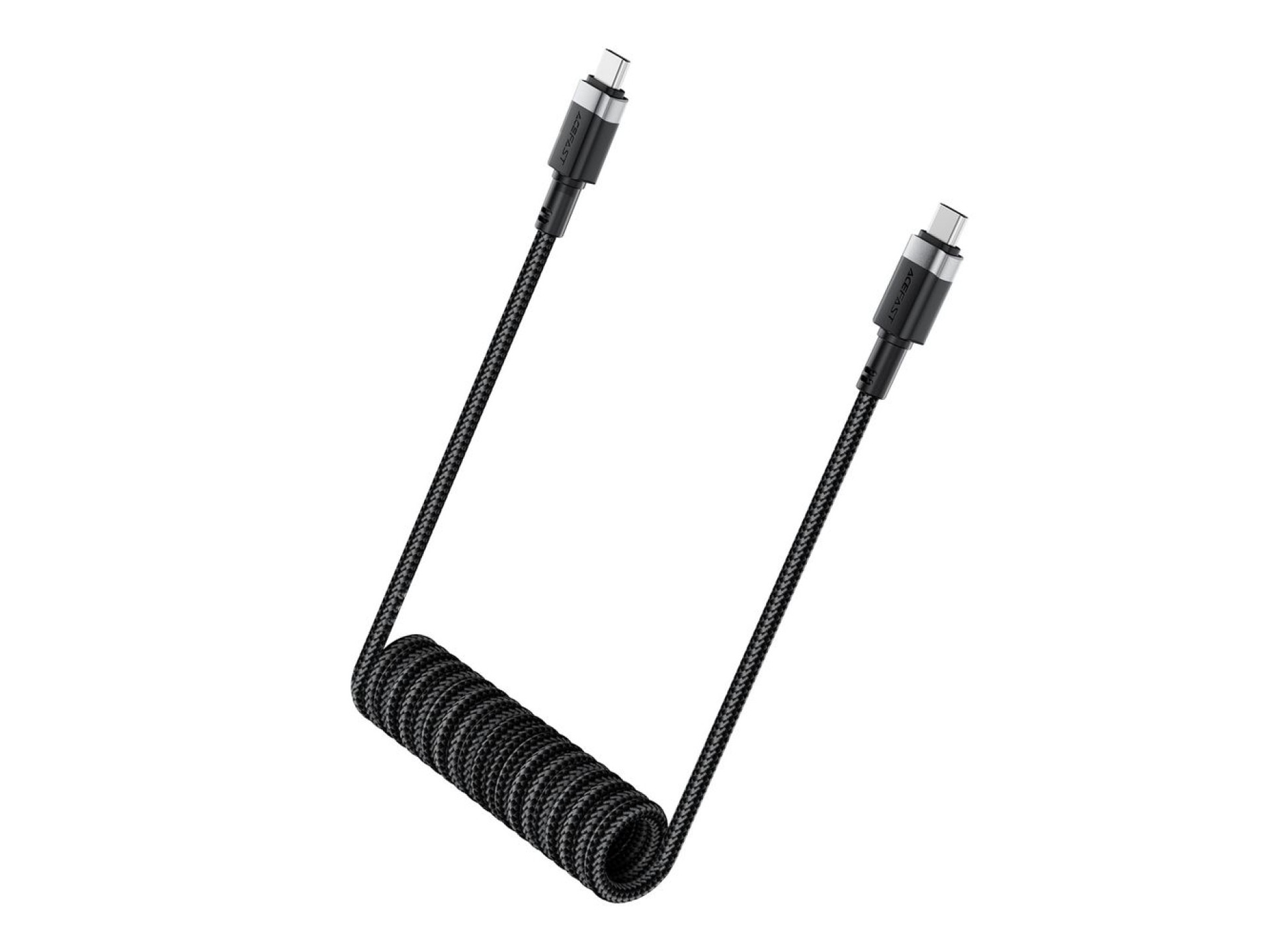 Acefast C14-03 USB-C - Cable USB-C con resorte 480Mb/s 3A 1.2m - Negro