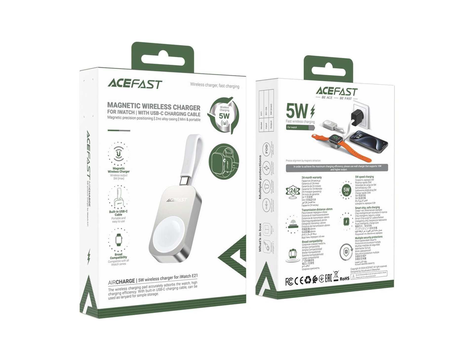 Acefast E21 5W Wireless Charger for Apple Watch - Silver