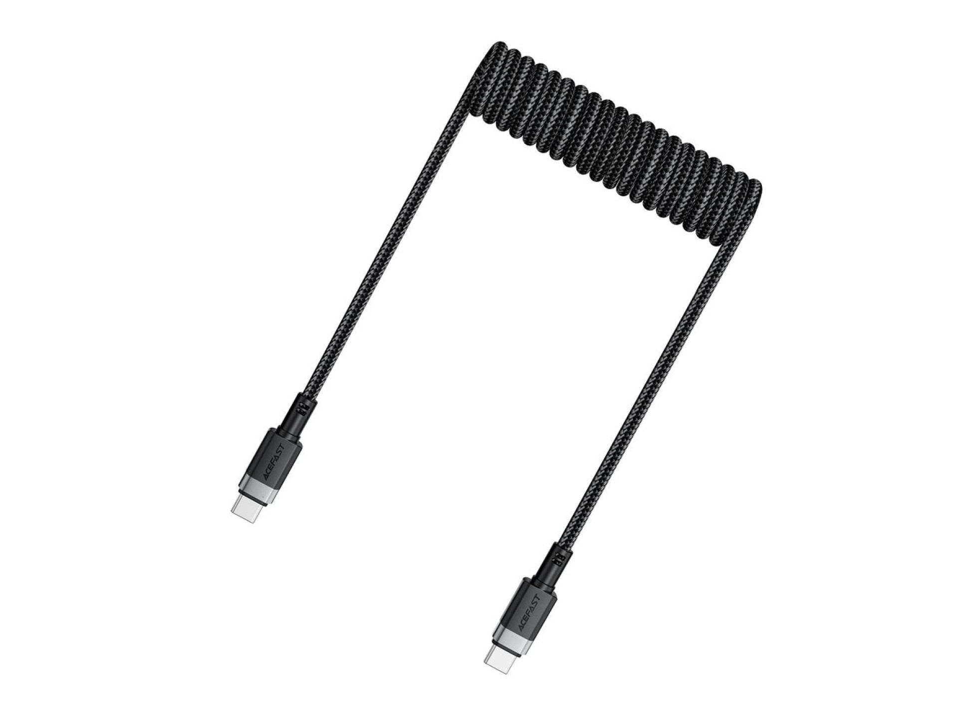 Acefast C14-03 USB-C - Cable USB-C con resorte 480Mb/s 3A 1.2m - Negro
