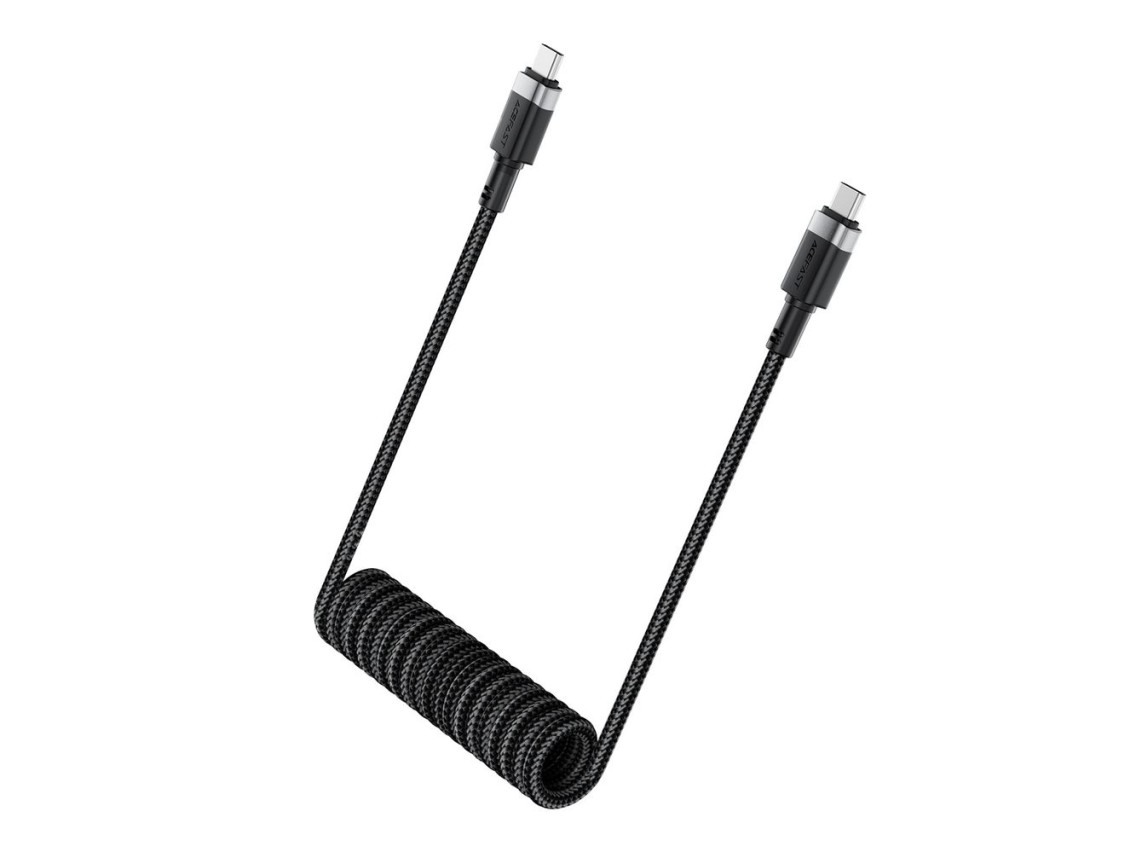 Acefast C14-03 USB-C - USB-C Spring Cable 480Mb/s 3A 1.2m - Black