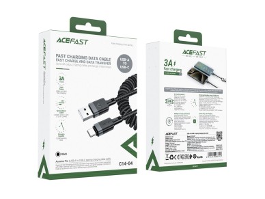 Acefast C14-04 USB-A - USB-C Cable Spring 480Mb/s 3A 1.2m - Black Acefast C14-04 USB-A - USB-C Cable Spring 480Mb/s 3A 1.2m - Black