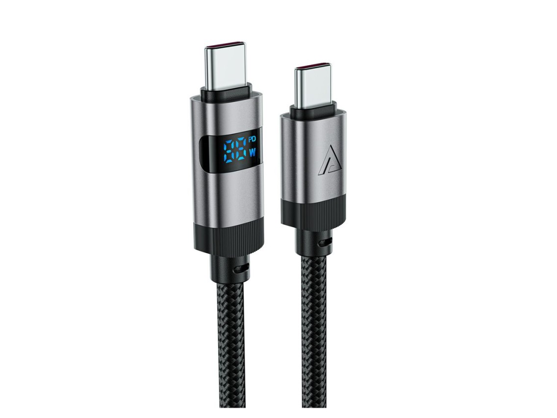 Acefast C15-03 USB-C - USB-C Cable with Display 480Mb/s 60W 1.2m - Black