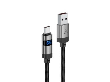 Acefast C15-04 USB-A - USB-C Cable with Display 480Mb/s 66W 1.2m - Black Acefast C15-04 USB-A - USB-C Cable with Display 480Mb/s 66W 1.2m - Black